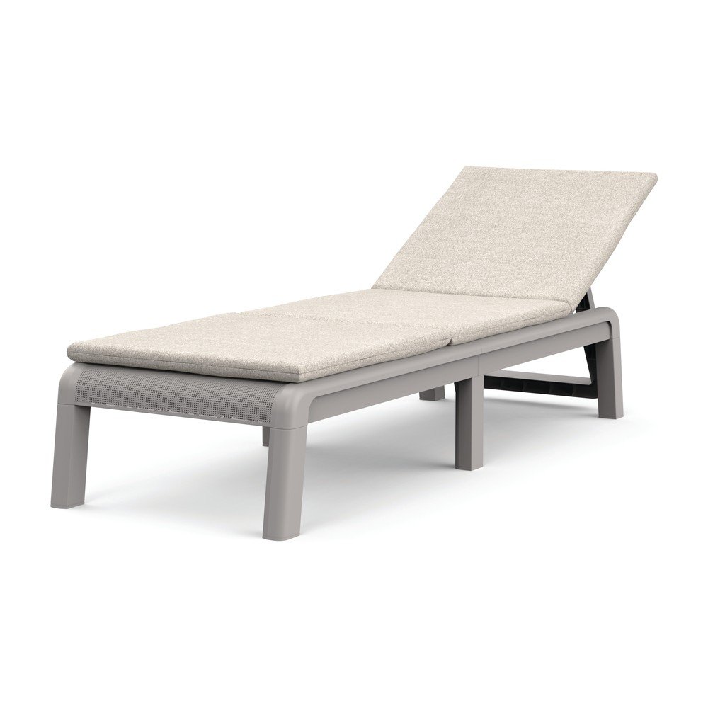 Beżowy plastikowy/tapicerowany regulowany/składany leżak ogrodowy Atlas – Keter