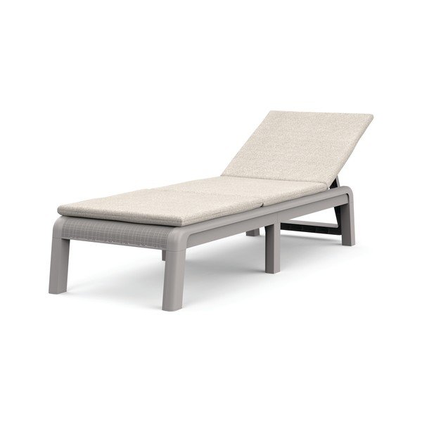 Beżowy plastikowy/tapicerowany regulowany składany leżak ogrodowy Atlas – Keter