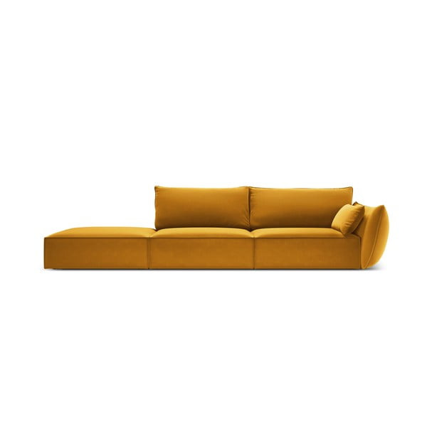 Musztardowa aksamitna sofa prawostronna 264 cm Vanda – Mazzini Sofas
