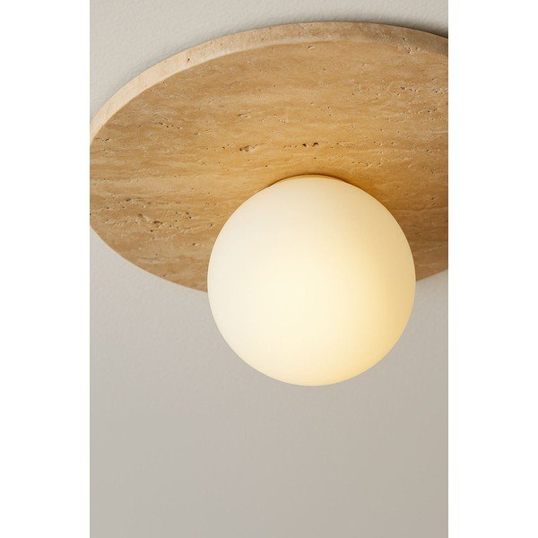 Beżowa kamienna lampa sufitowa ze szklanym kloszem ø 12 cm Hilde – Opviq lights-image-4
