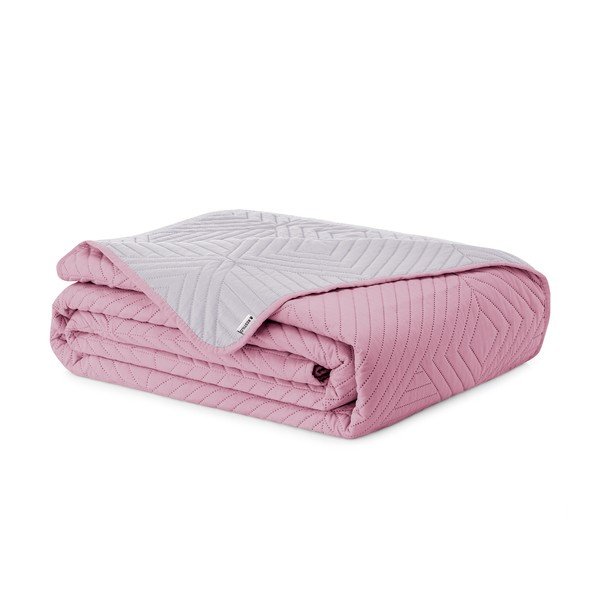 Różowa/jasnoszara narzuta pikowana z mikrowłókna 240x260 cm Softa – Restilo