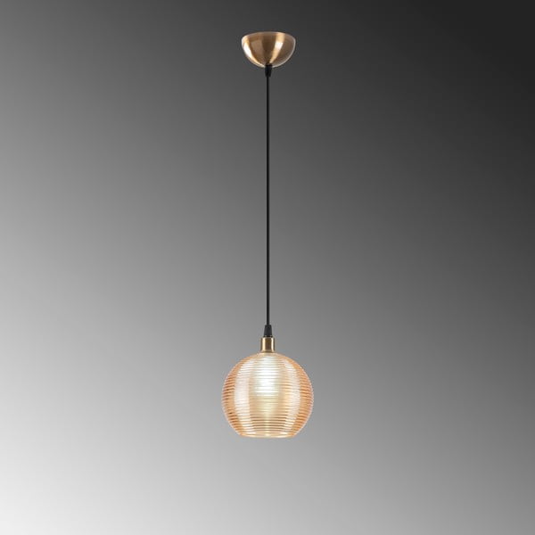 Lampa wisząca w żółto-złotym kolorze ze szklanym kloszem ø 15 cm Muzo – Opviq lights-image-4