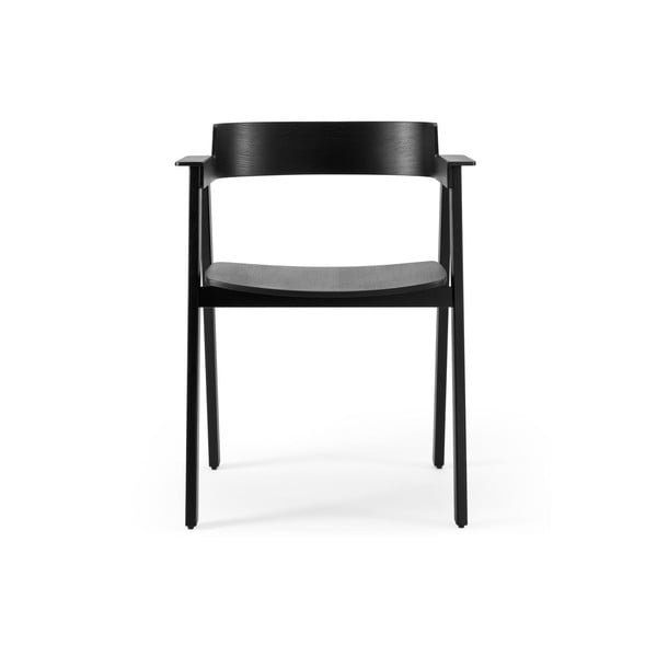 Czarne krzesło z podłokietnikami z litego drewna dębowego Flip – Gazzda-image-2