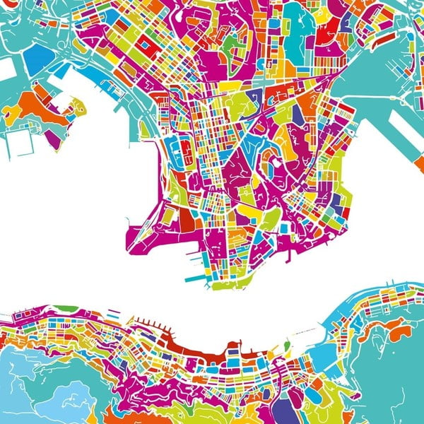 Obraz Homemania Maps Hongkong, 60x60 cm