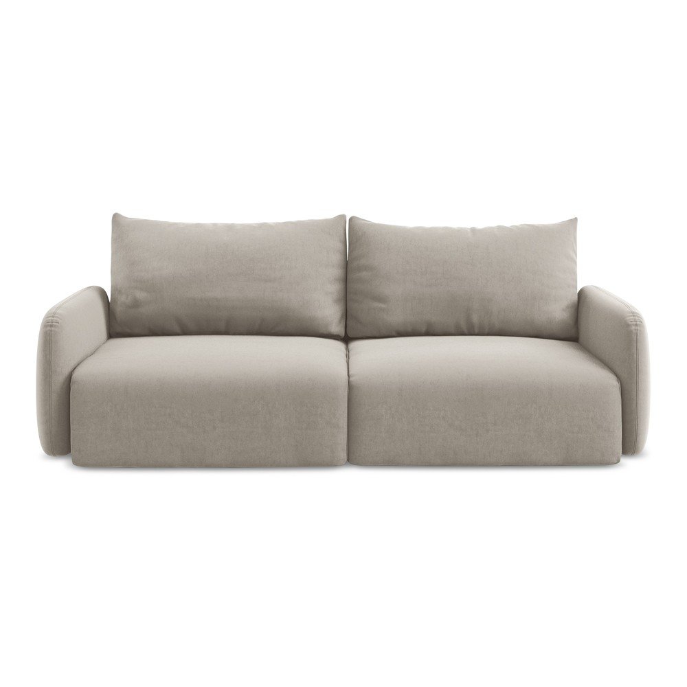 Szarobrązowa aksamitna rozkładana sofa ze schowkiem 238 cm Kalena – Makamii