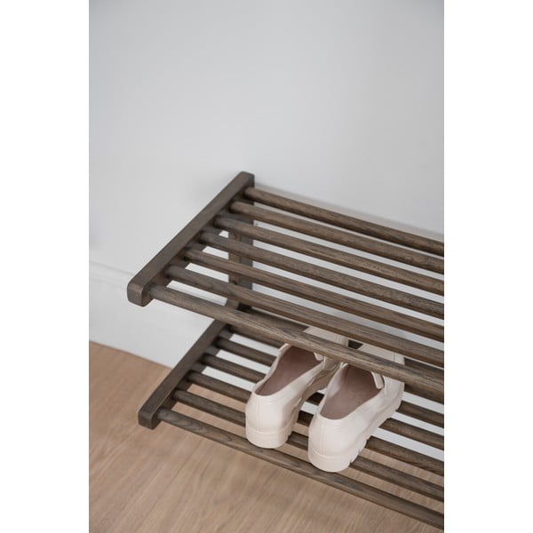 Ciemnobrązowa wisząca szafka na buty z litego drewna dębowego Inverness – Rowico-image-4