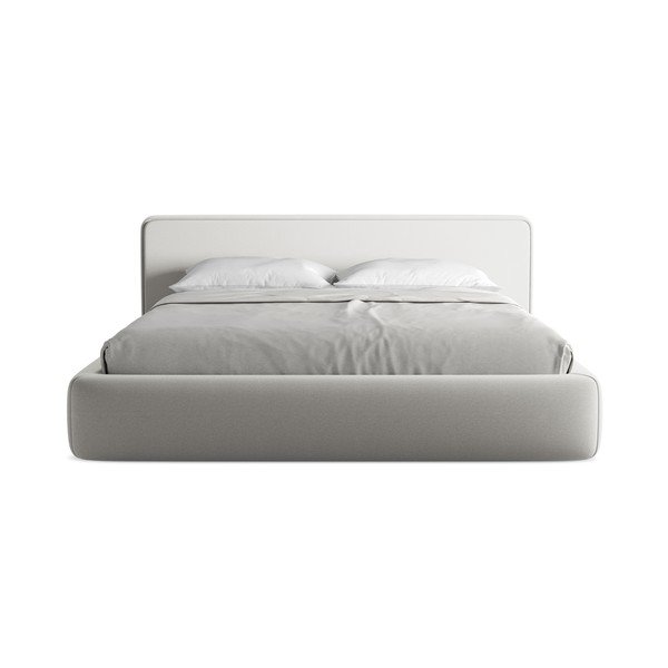 Jasnoszare tapicerowane łóżko dwuosobowe ze schowkiem i stelażem 180x200 cm Kiana – Makamii-image-4