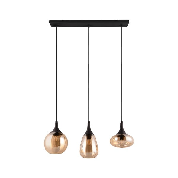 Czarno-pomarańczowa lampa wisząca ze szklanym kloszem Lumina – Trio-image-4