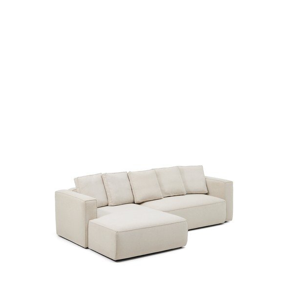 Beżowy rozkładany narożnik z tkaniny szenilowej (lewostronny/z szezlongiem) Marela – Kave Home-image-2