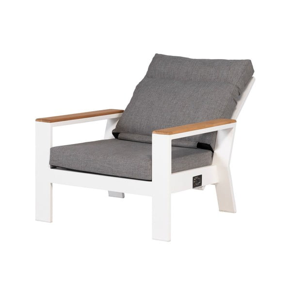 Biało-szary metalowy fotel ogrodowy Valerie – Exotan