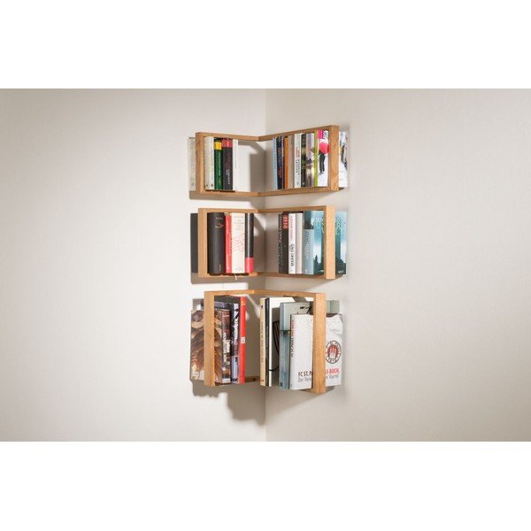Narożna półka na książki z drewna dębowego das kleine b b3, 50x35x34 cm-image-1