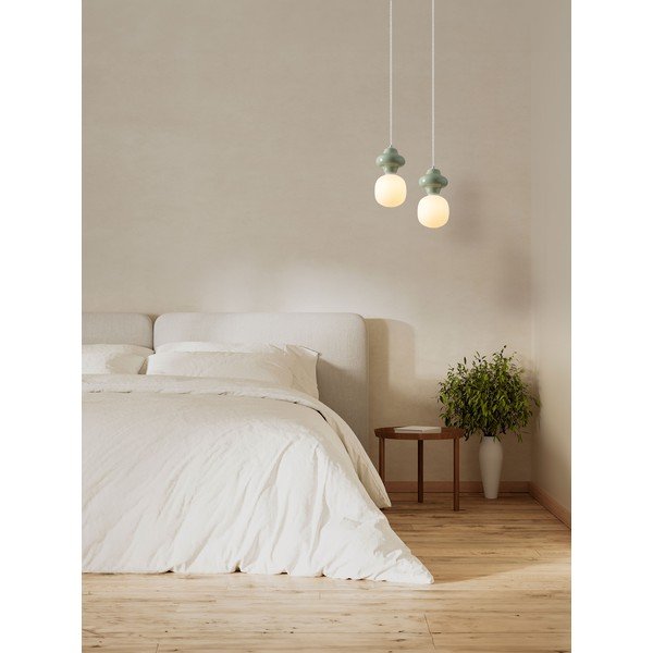 Biała/jasnozielona lampa wisząca ceramiczna ze szklanym kloszem ø 18 cm Clio – Nova Luce-image-4