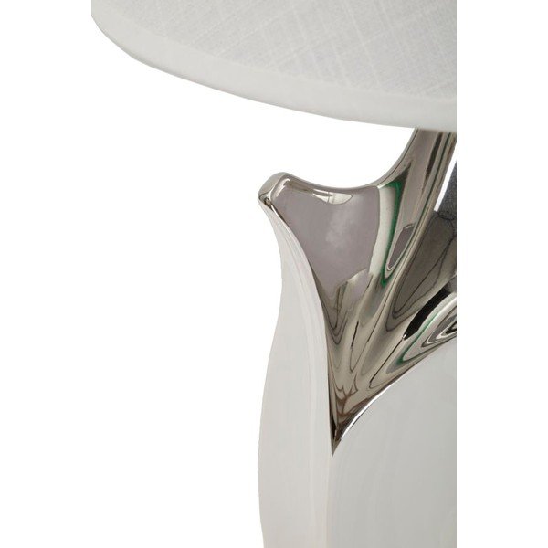 Biała/w kolorze srebra lampa stołowa ceramiczna z tekstylnym kloszem (wysokość 51 cm) Shiney – Mauro Ferretti-image-2