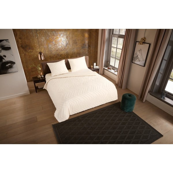 Kremowa pościel dwuosobowa z mikrowłókna 200x220 cm Pure Zigzag – Good Morning-image-3