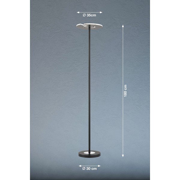 Czarna lampa stojąca LED ze ściemniaczem i szklanym kloszem (wysokość 180 cm) Dent – Fischer & Honsel-image-2