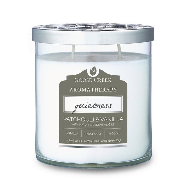 Świeczka zapachowa w szklanym pojemniku Goose Creek Patchouli & Vanilla Blossom, 60 godz. palenia