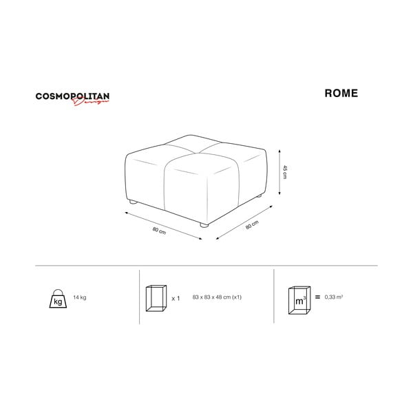 Beżowy moduł aksamitnej sofy Rome Velvet – Cosmopolitan Design-image-4