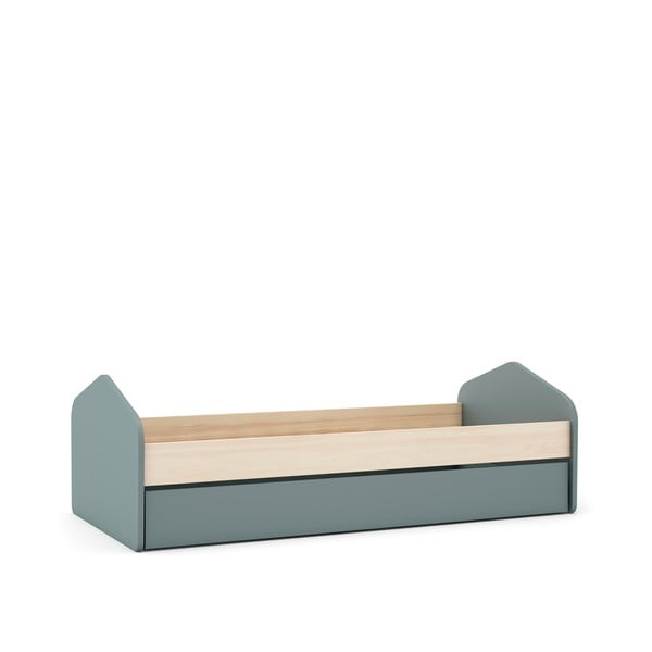 Łóżko dziecięce w dekorze sosny z wysuwanym łóżkiem ze schowkiem ze stelażem 90x200 cm w naturalnym kolorze/szarozielone Estefania – Marckeric-image-3