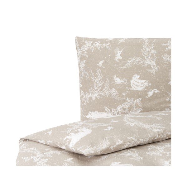 Beżowa flanelowa pościel jednoosobowa Westwing Collection Animal Toile, 135x200 cm-image-2