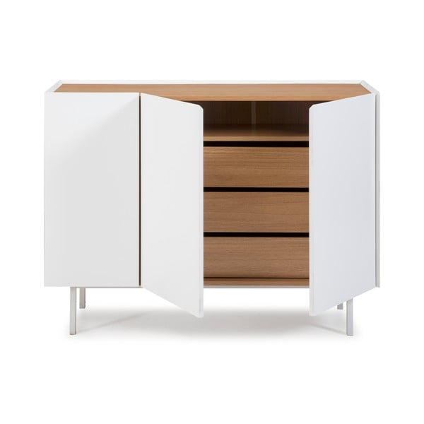 Biała niska komoda w dekorze dębu 110x85 cm Arista – Teulat-image-3