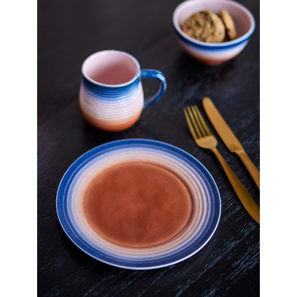 Niebieskie/pomarańczowe kamionkowe talerze zestaw 4 szt. deserowe ø 20,5 cm Tatum – Bloomingville-image-1