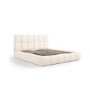 Kremowe tapicerowane łóżko dwuosobowe ze schowkiem ze stelażem 160x200 cm Bellis – Micadoni Home