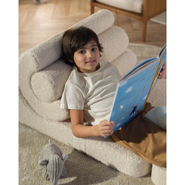 Kremowy fotel dziecięcy z materiału bouclé Flipster – Wigiwama-image-1