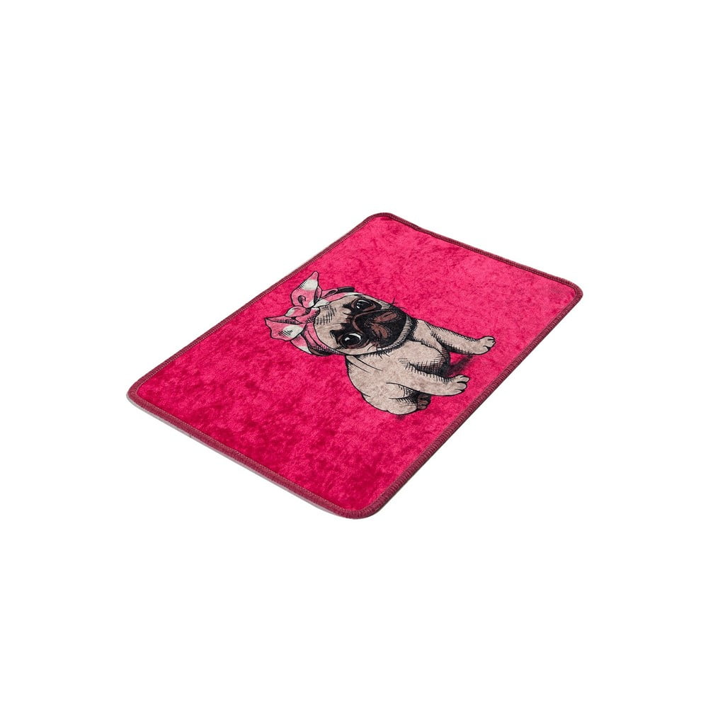 Różowy dywanik łazienkowy 40x60 cm Pink Pug – Foutastic