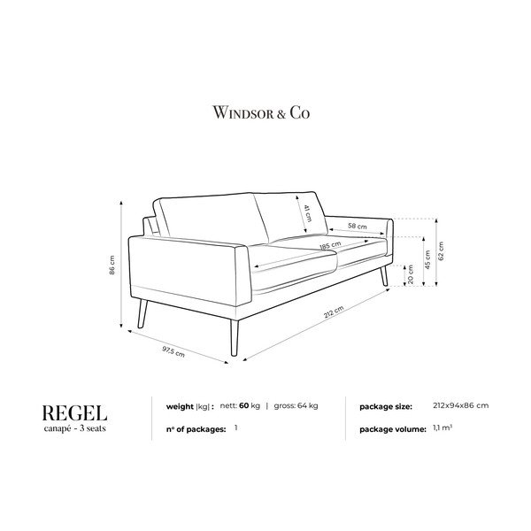 Jasnoszary sofa 3-osobowa Windsor & Co Sofas Rigel-image-4