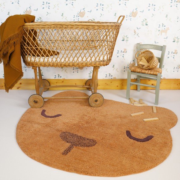 Ceglasty bawełniany dywan dziecięcy tkany ręcznie odpowiedni do prania 110x110 cm Sandel – Nattiot-image-1