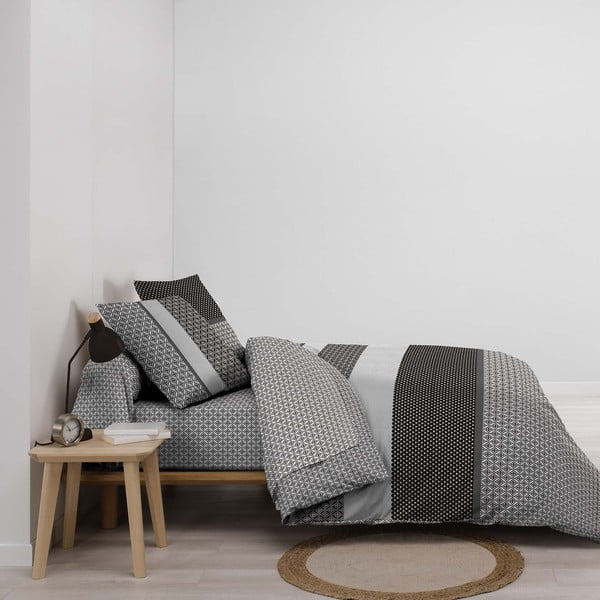 Czarno-biała bawełniana pościel dwuosobowa z prześcieradłem/6-częściowa 240x220 cm Meiko – douceur d'intérieur-image-1