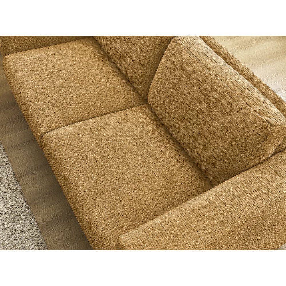 Musztardowa rozkładana sofa do spania z tkaniny szenilowej 220 cm Hugo – Bobochic Paris (zdjęcie 9)