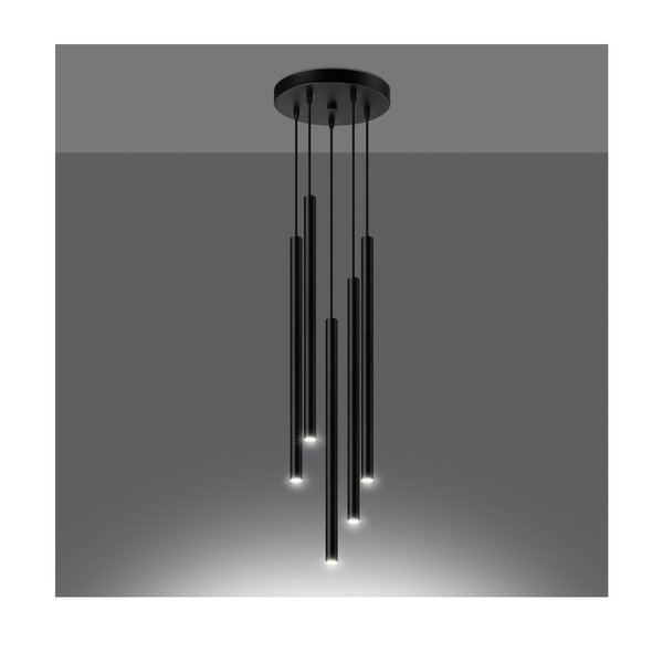 Czarna metalowa lampa wisząca ø 25 cm Fideus – Sollux-image-4