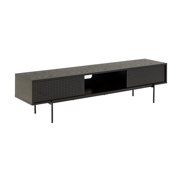 Czarna szafka pod TV w dekorze jesionu 180x44,5 cm Angus – Actona-image-2