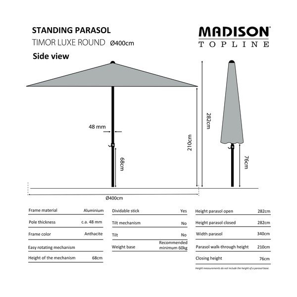 Zielony parasol ogrodowy ø 400 cm Timor − Madison-image-1