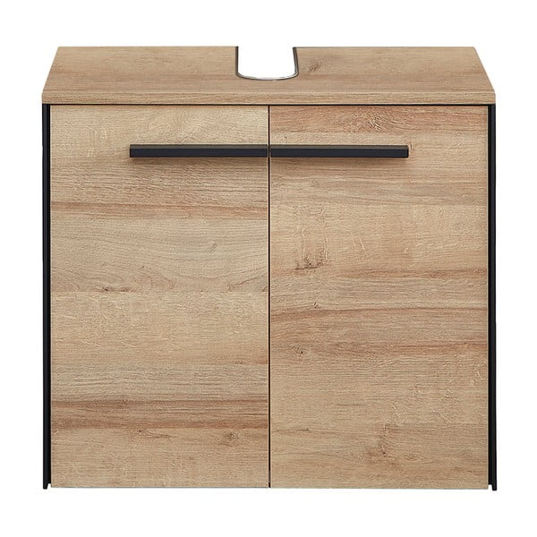 Wisząca szafka pod umywalkę w dekorze dębu w naturalnym kolorze 53x60 cm Quickset 395 – Pelipal