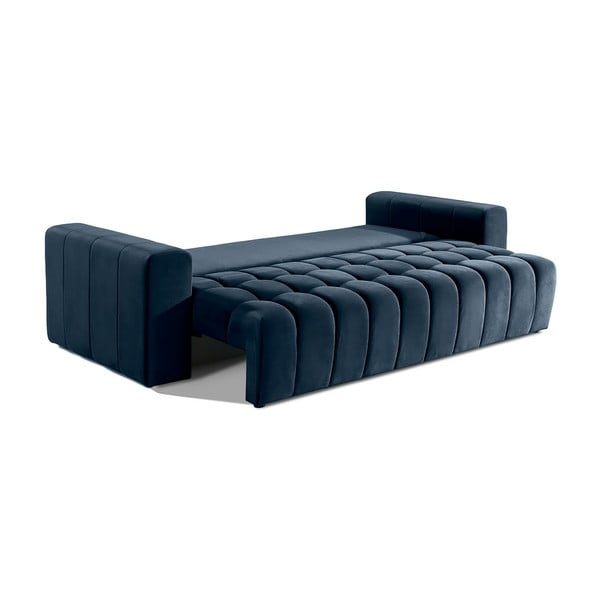 Ciemnoniebieska aksamitna rozkładana/ze schowkiem sofa 247 cm Lazaro – ELTAP-image-2
