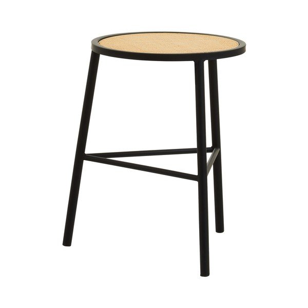 Czarny/w naturalnym kolorze rattanowy stołek Depok – Premier Housewares