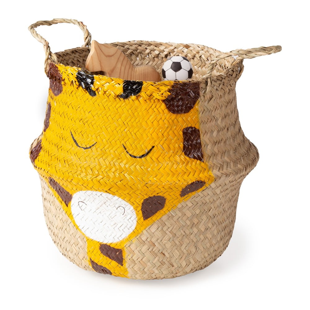 Żółto-naturalny dziecięcy kosz na zabawki z trawy morskiej ø 30x28 cm Giraffe – Compactor (zdjęcie 9)