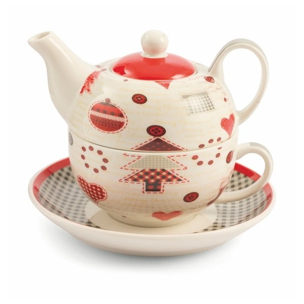 Dzbanek do herbaty z filiżanką i spodkiem z porcelany Villa d'Este Patchwork Tea For One
