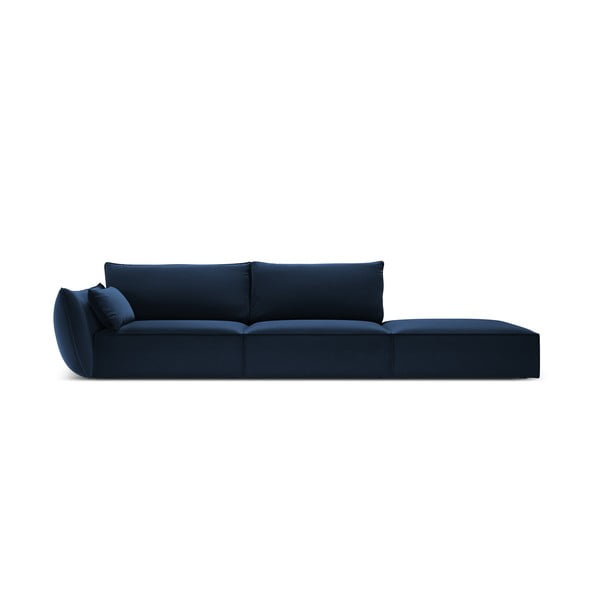 Ciemnoniebieska aksamitna sofa lewostronna 264 cm Vanda – Mazzini Sofas