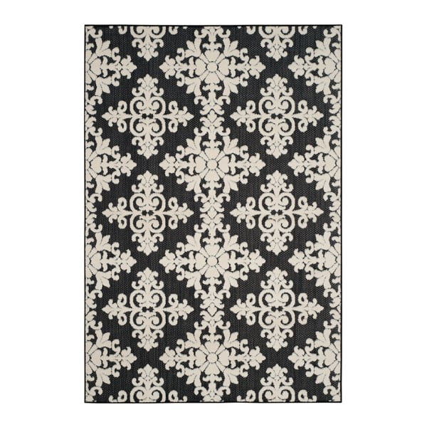 Czarno-kremowy dywan odpowiedni na zewnątrz Safavieh Charleston, 231x160 cm