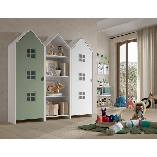 Biało-zielona szafa dziecięca otwarta 173x171,5 cm CASAMI BRUGES – Vipack-image-1