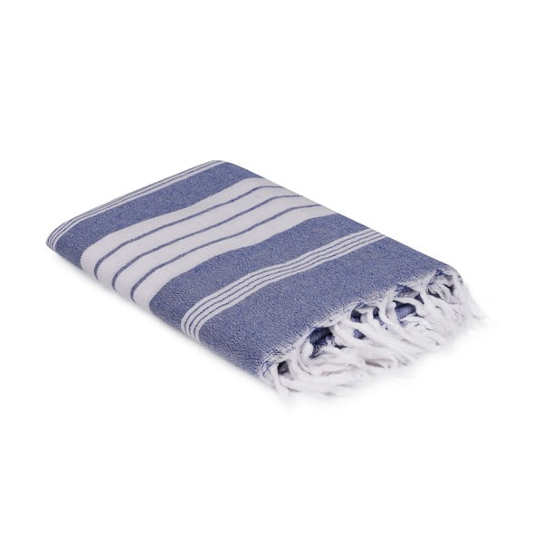 Niebiesko-biały ręcznik, 170x90 cm