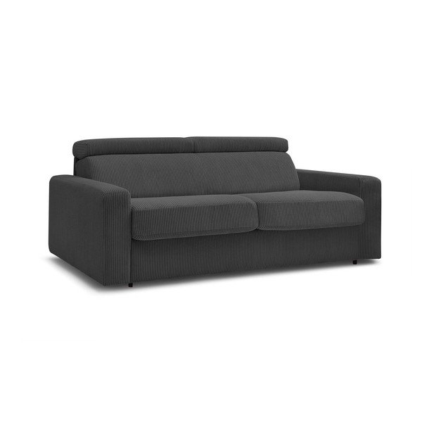 Ciemnoszara sztruksowa rozkładana sofa 195 cm Monaco – Bobochic Paris-image-3
