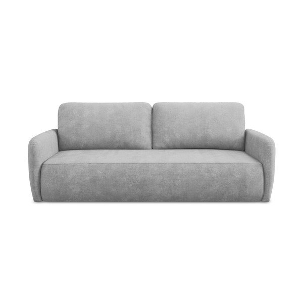 Jasnoszara rozkładana sofa z tkaniny szenilowej ze schowkiem 218 cm Lilo – Makamii