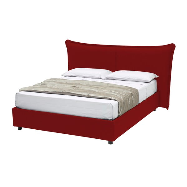 Czerwone łóżko dwuosobowe ze schowkiem 13Casa Dumbo, 160x190 cm