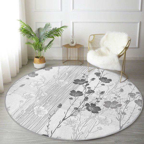 Szary okrągły dywan odpowiedni do prania i robotów sprzątających ø 80 cm Comfort – Mila Home-image-1