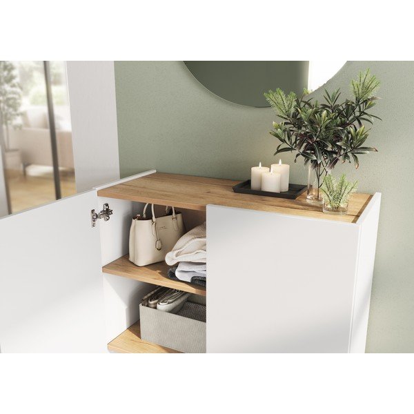 Biały zestaw do przedpokoju w dekorze dębu 74x200x33 cm Alviano – Germania-image-4