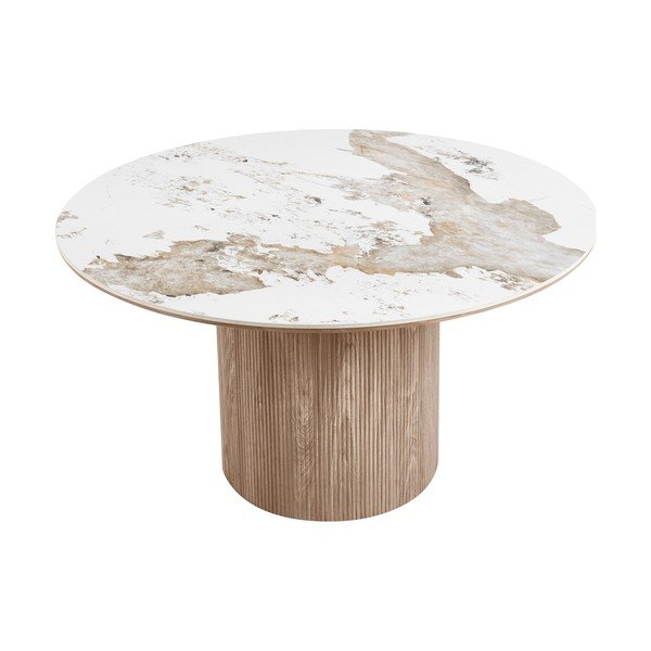Okrągły stół z blatem w dekorze marmuru ø 140 cm Athens – House Nordic-image-2